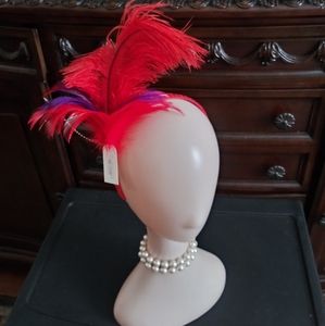 Beloved Millinery High Sculpted Purple and Red Feathered Fascinator Tea Derby